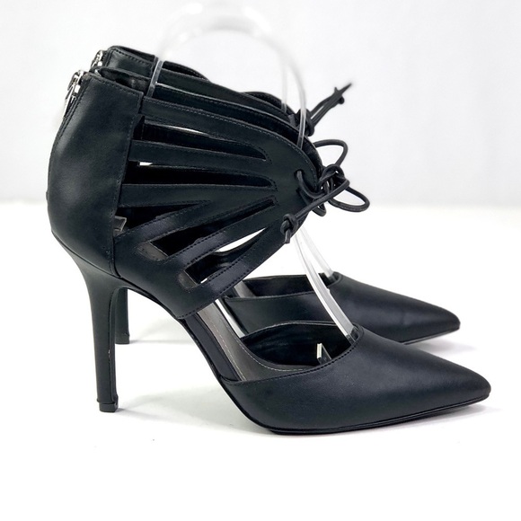 BCBGeneration Delphia stilettos vegan leather heels cut-outs pointy toe back zip - Picture 4 of 12
